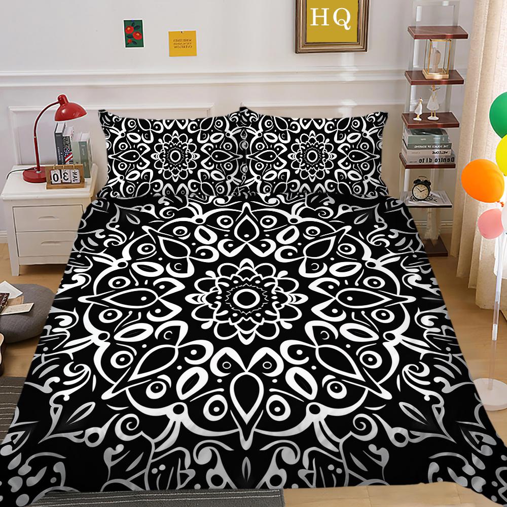 Zestaw poszewek na kołdrę 3D w kolorze czarnym Paisley King Size Home Textiles Girl Bedspread Luxury Bedding Cover Set