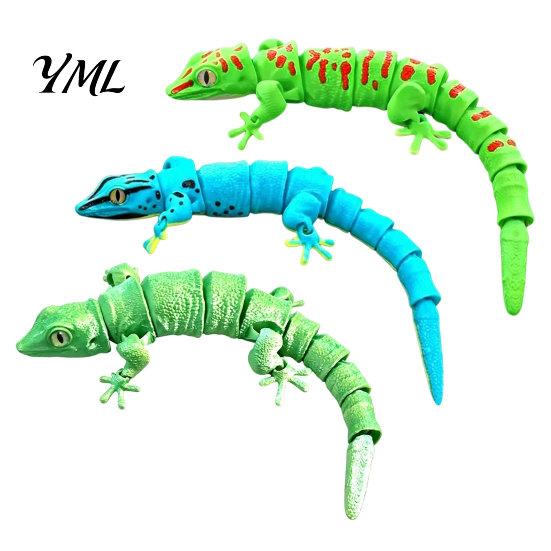 3D Printed Gecko Toy Leopard Figurine, Realistic Articulated Chameleon Fidget Toy, Lifelike Ornament Flexible Jointed Lizard Model, Animal Shape Desk