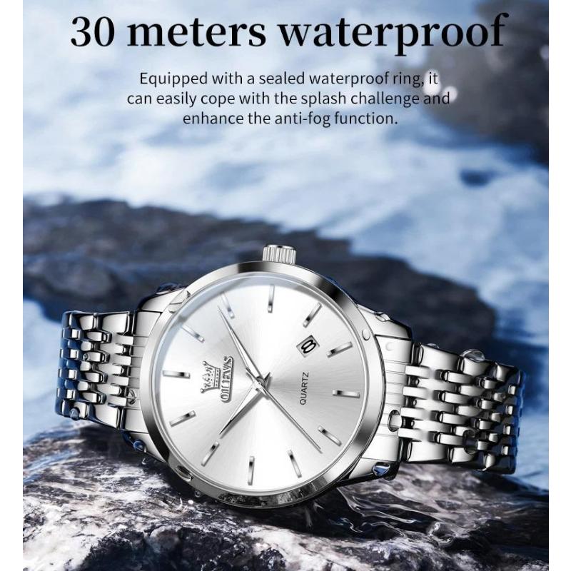 OLEVS Original Quartz Men's Watches Fashion Simple Stainless Steel Strap Waterproof Auto Date Luminous Wrist Watches for Man