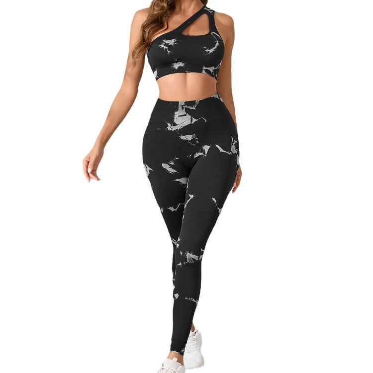 Tie-Dye Seamless Yoga Suit: Quick-Dry Sports Bra & Long Pants for Women