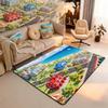 Antique Ornate Themed Rug, Red & Beige Floral Medallion Non-Slip Floor Mat for Bedroom Living Room Farmhouse Decor Carpet