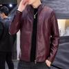 Off-season strict selection of men's PU leather jacket, spring and autumn Korean trend velvet thickened handsome locomotive leather jacket men's cloth