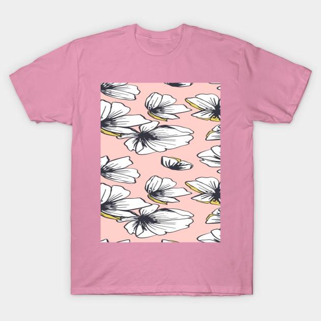 T Shirt Women Pink Floral Graphic Illustration Print Harajuku Print Kawaii Tshirt Summer Short Sleeve Female T-Shirt Top Tee