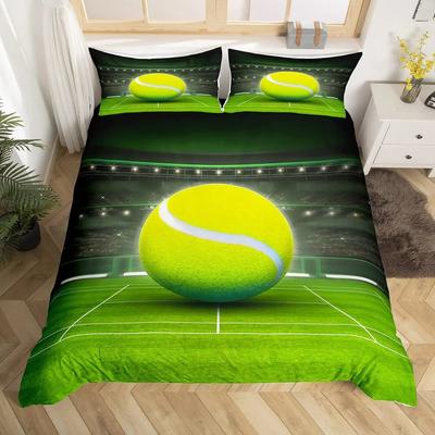 Boys Tennis Ball Bedding Set Ball Sports Game Theme Duvet Cover Twin Queen for Kids Teens Adult Tennis Court Comforter Cover