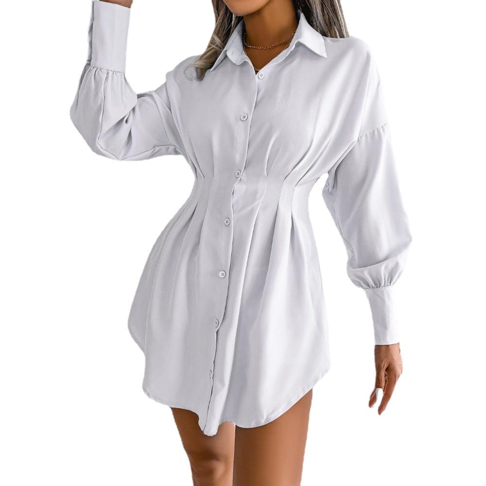 GMXIA Dame Mote Vår Høst Langermet Slim Revers Ensfarget Trykk Seler Høy Midje Cocktail- og Aftenkjoler