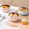 Cartoon Pattern Ramen Bowl Double Layer Rice Bowl Kawaii Stainless Steel Children's Bowl  Soup