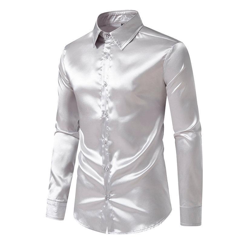 Men S Long Sleeve Solid Color Punk Style Shirt