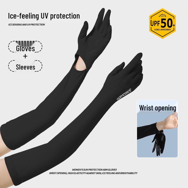 Women's Ice Silk Sun Protection Sleeves: Long, Breathable, Thin Style for Driving and Summer Wear.