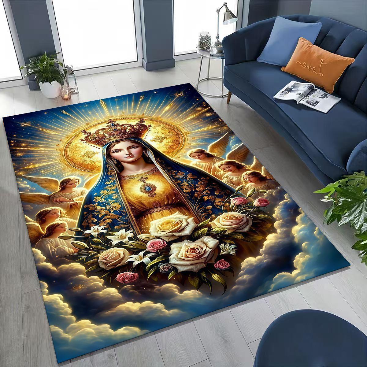 

27 Стиль Вера Дева Мария Иисус Благословенный Ковер для Спальни Гостиной Дивана Домашний Придверный Коврик Декор,Большой Детский Игровой Нескользящий Напольный Коврик 40x60cm( 15x23in )