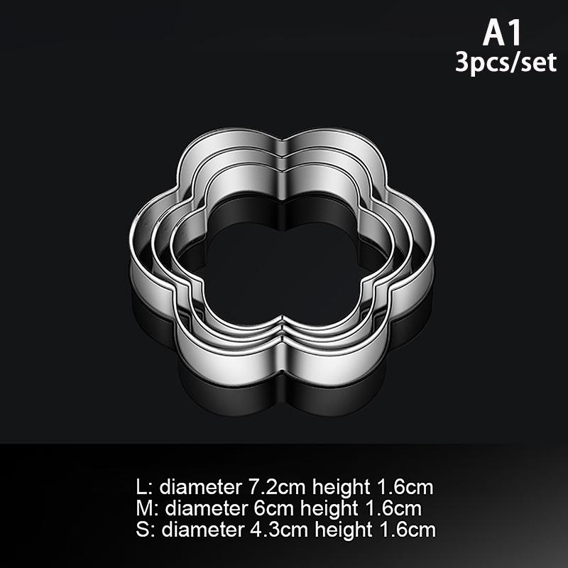 Baking Mould Baking Mould Egg Mould Stainless Steel Cookie Cutter Biscuit Diy Mold Star Heart Flower Cutter 3Pcs/Set