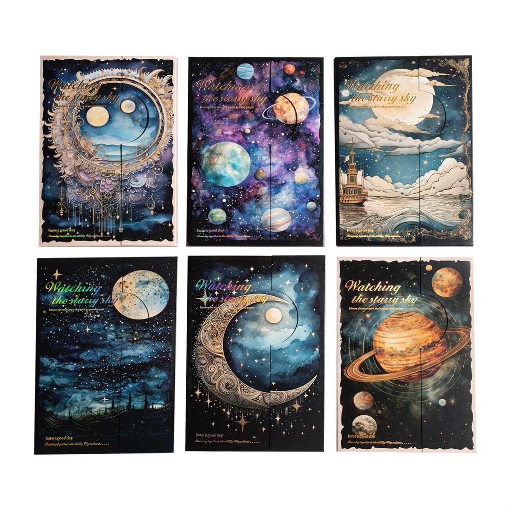 30Pcs/Pack Starry Sky Moon Phase Planet Night Scene Decoration Material Paper Perfect for Journal Scrapbooking DIY Supplies