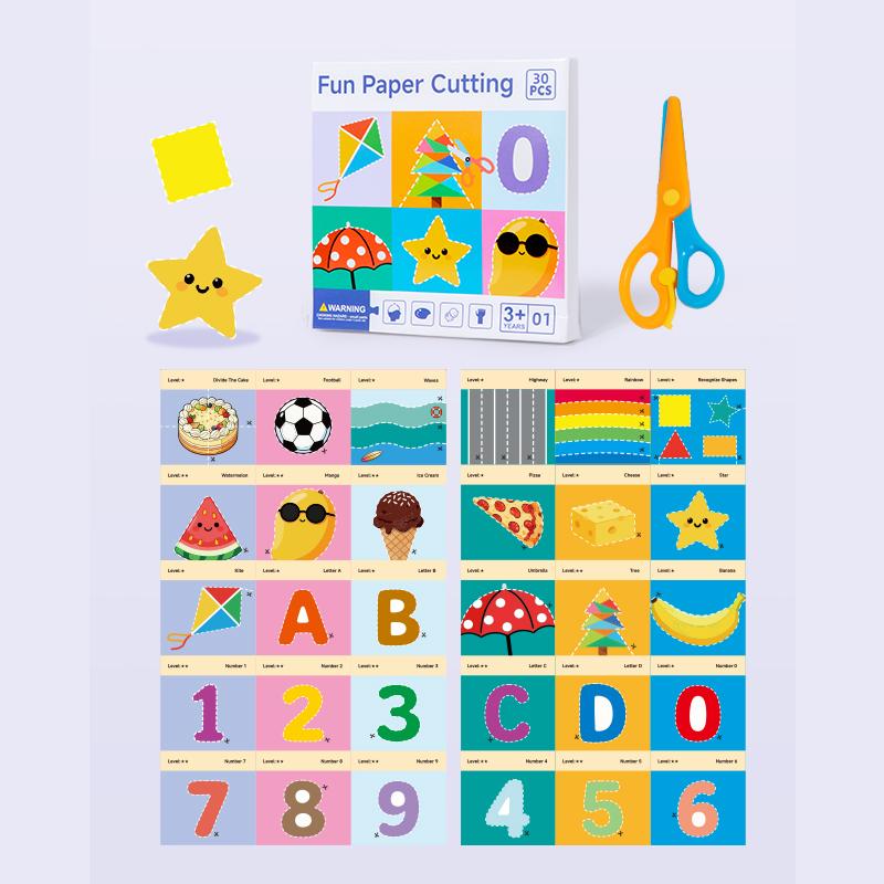 Handmade Paper Cut Set Kids Craft Toys DIY Colorful Paper Cutting Folding Toys for Early Art Development Fine Motor Skills