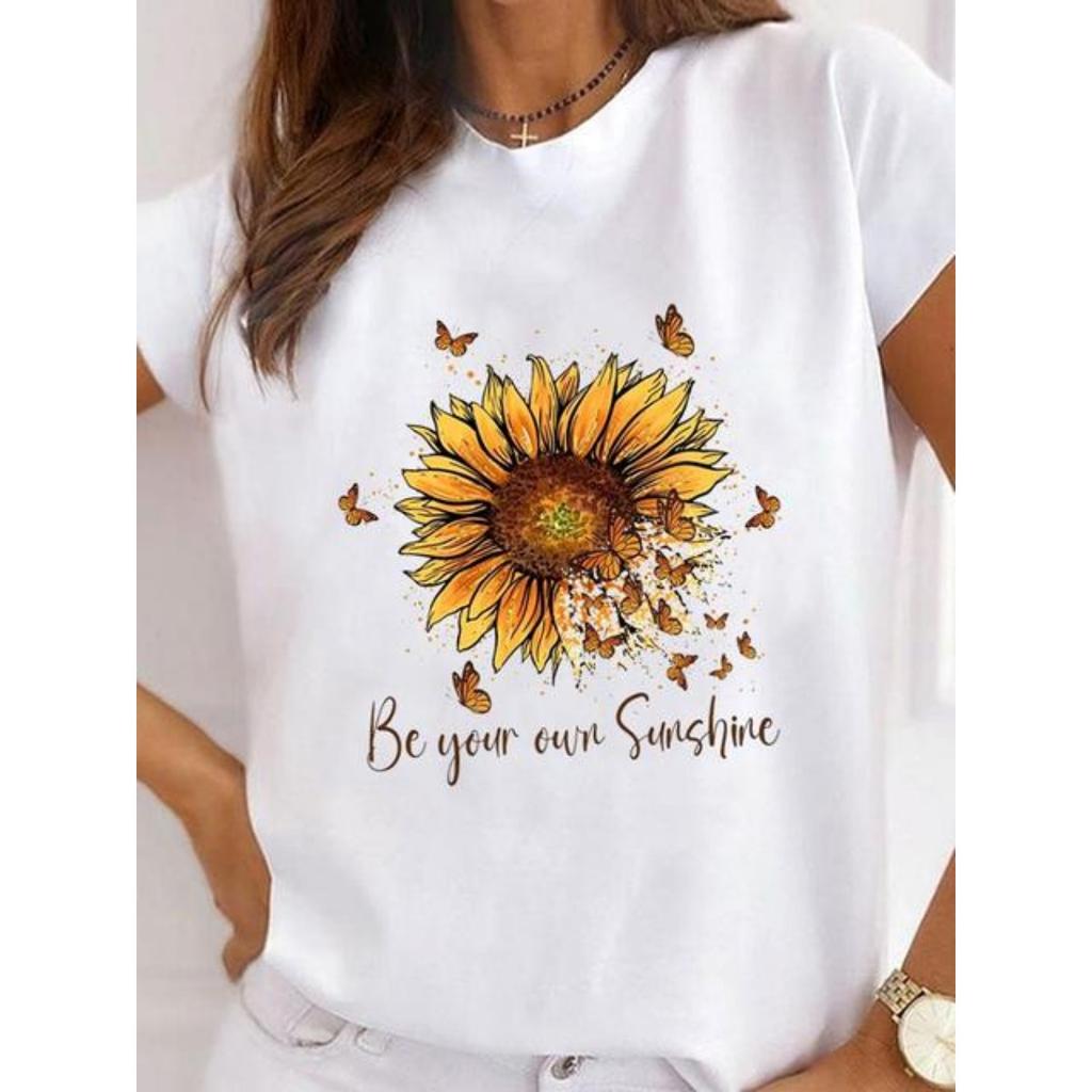 Sunflower Style Trend Cute T-shirt Ladies Fashion Basic Tee Top Clothes Women Graphic Short Sleeve Print T Shirt Clothing