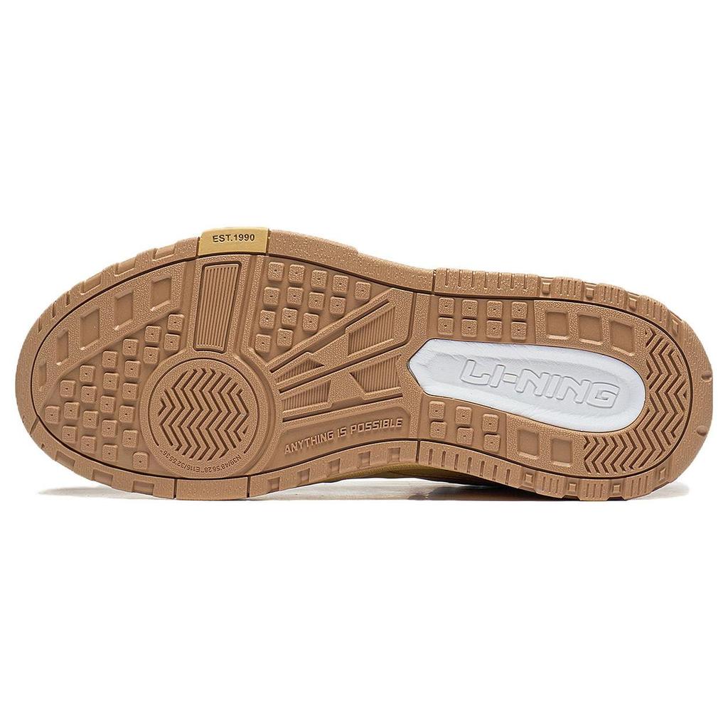 Li-Ning We Are Mid Leather Synthetic Non-Slip High-Top Sneakers Men Sneakers Brown-Yellow AGCT361-1