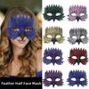 Realistic Feather Half Face Mask Handmade Costume Party Mask  Portrait Performance