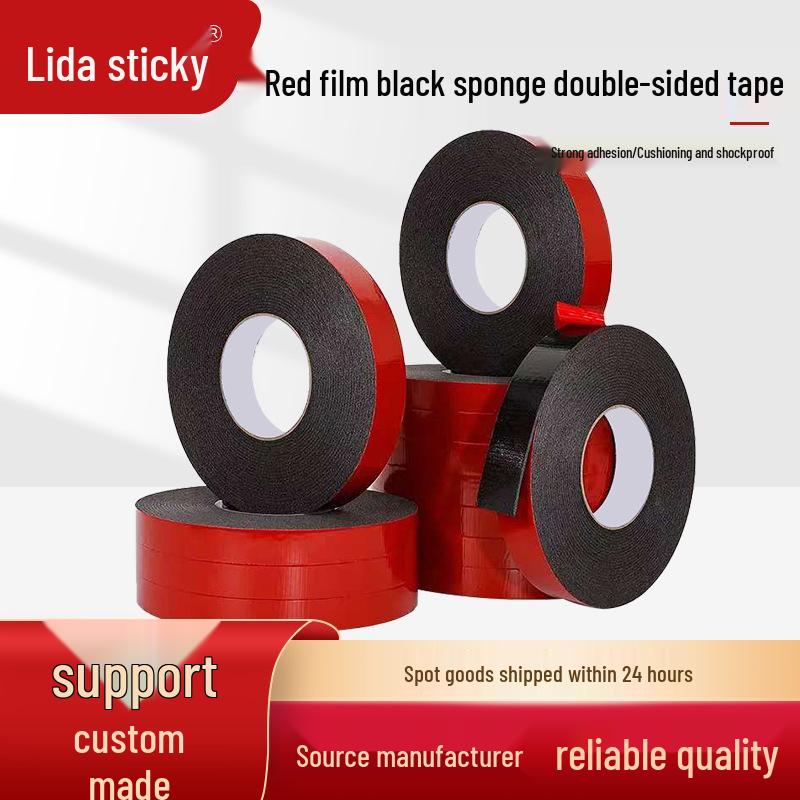 

Cross-Border Strong Adhesive Double-Sided PE Foam Tape, 1mm Thick, with Red Film in Black or White.