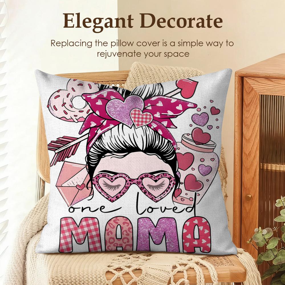 Happy Mothers Day Cushion Cover Natural Linen Organic Fabric DoubleSided Printing Sofa Home Decor Gift Pillow Case
