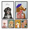 1pc Funny Lovely Dog Wall Art Print Retro Cute Dog Illustration Bathroom Living Room Bedroom Kitchen Decor