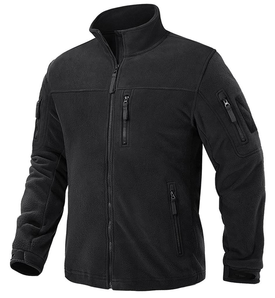 TACVASEN Outdoor Fleece Warm Cold Weather Size 2XL Men's Jacket, Windproof, Outerwear, Jumper, Sports, Coat, Hiking, Mountain, Winter, Skiing, Black,