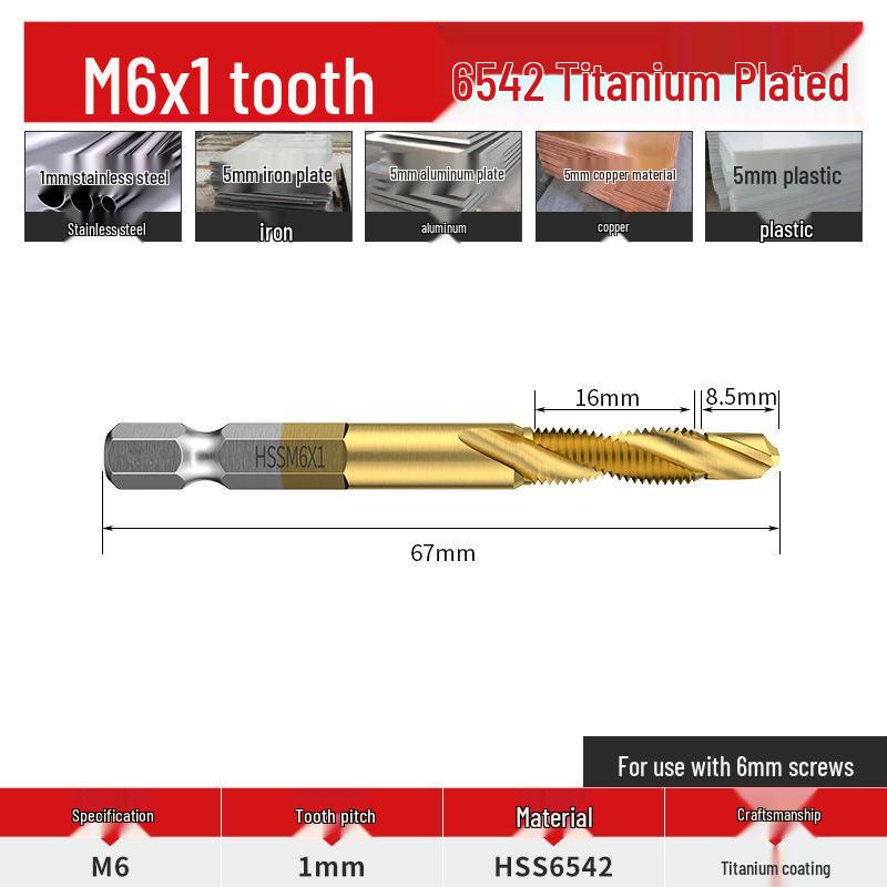 Hex Shank HSS Titanium Drill & Tap Combo Bit for Drilling, Tapping & Hole Cutting.