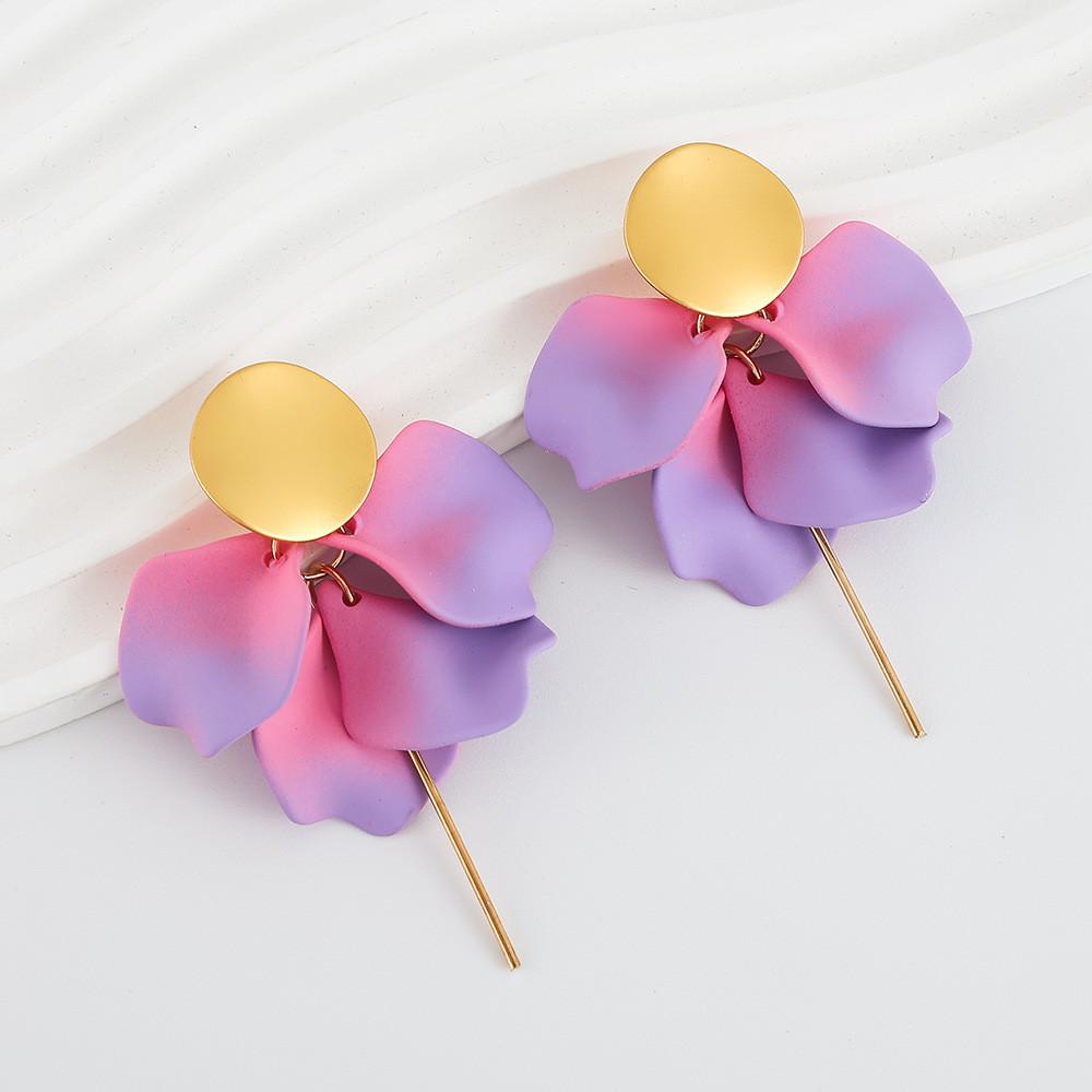 Pinkdudu Modische Rosenblütenblatt-Hängeohrringe Harz Farbverlauf Blumenohrringe Damenschmuck PD2380