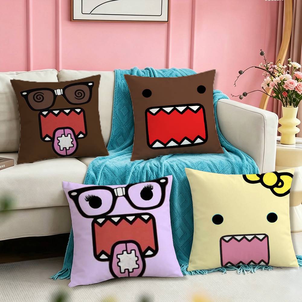 Cute Domokun Pillow Case Square DoubleSided Sofa Cushion Cover Bedroom Bedside Pillow