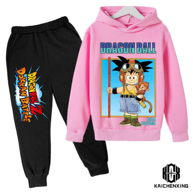 Dragon Ball Kinder Kapuzenpullover MantelHerbst Mädchen Langarm Warm Jungenanzug 4 bis 14 Jahre alt Jacke Jungenkleidung Pullover Top Hosen