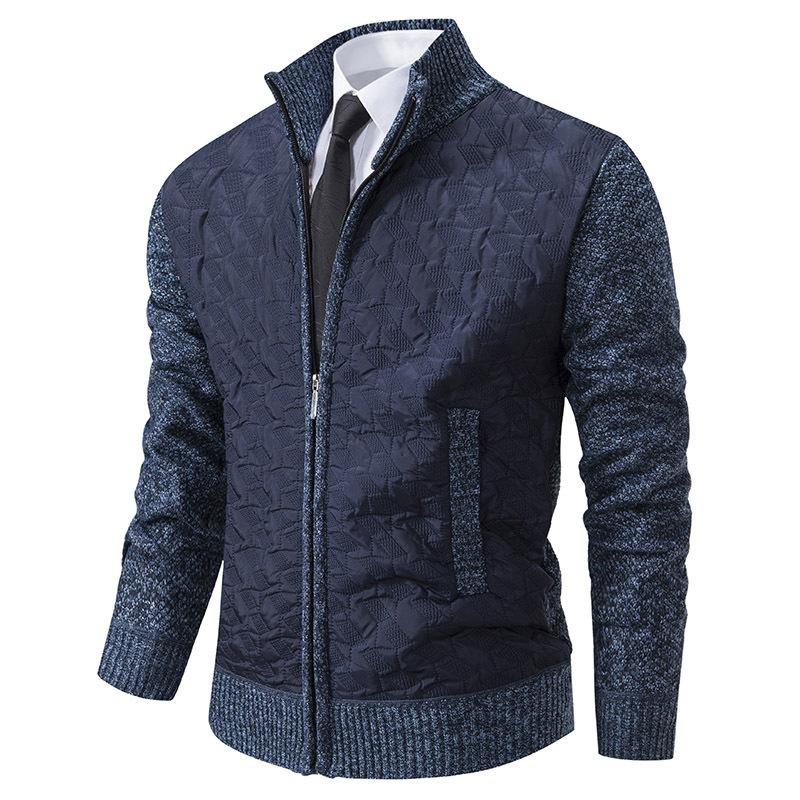Autumn and Winter Men's Stand-up Collar Thickened Warm Fleece Cardigan Sweater Men's Loose Large Size Zipper Knitted Sweater Jacket