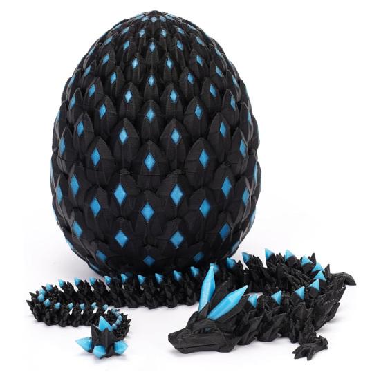 3D Printed Dragon Egg Figurine Movable Joints Luminous Loong Figure Fidget Toy Dragon Egg with Articulated Dragon Inside Decoration Ornament