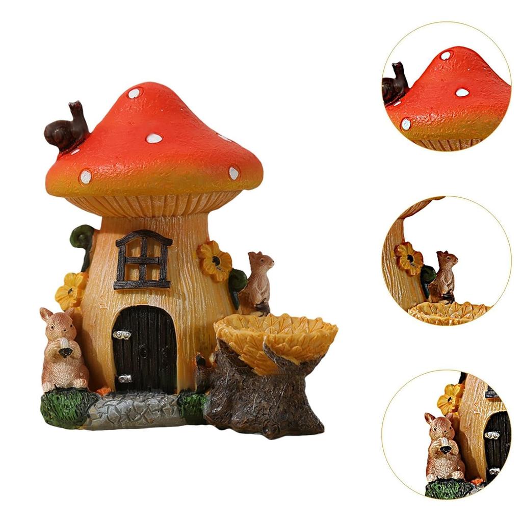 Sevimli Sincap Perisi Bahçe Figürlü Reçine Mantar Ev Sevimli Yüzük Takı Tutucu Ev Masaüstü Dekorasyonu Hediye Hayvan El Sanatları