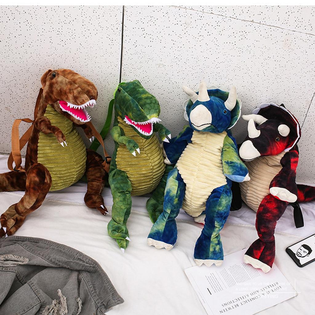 Rucsac pentru copii cu dinozauri, desene animate 3D, formă de dinozaur, moale, de pluș, drăguț animal, rucsac pentru călătorie