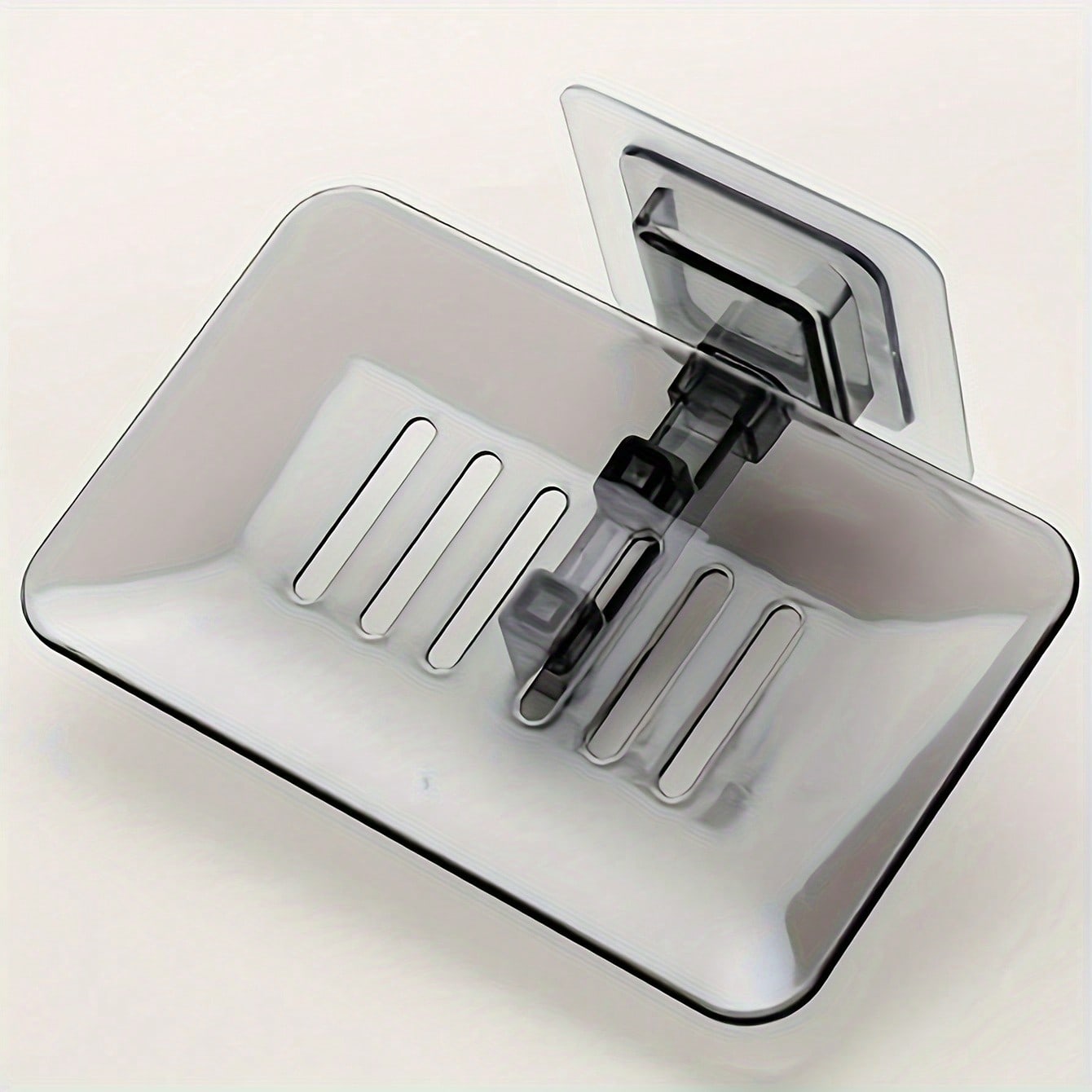 

1pcs Transparent Drainable Soap Holder, Punch-Free Soapbox with Traceless Adhesive Wall Mount, Suitable for Bathroom & Kitchen 1pc Gray