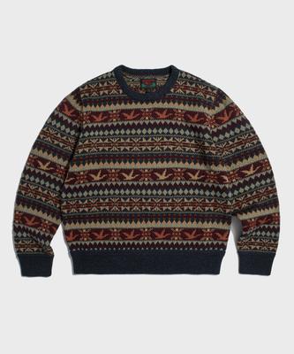 Ledeutonido Fair Isle Wool Knit Sweater Navy