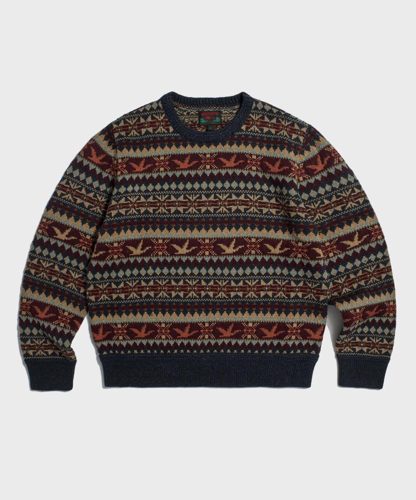 Ledeutonido Fair Isle Wool Knit Sweater Navy