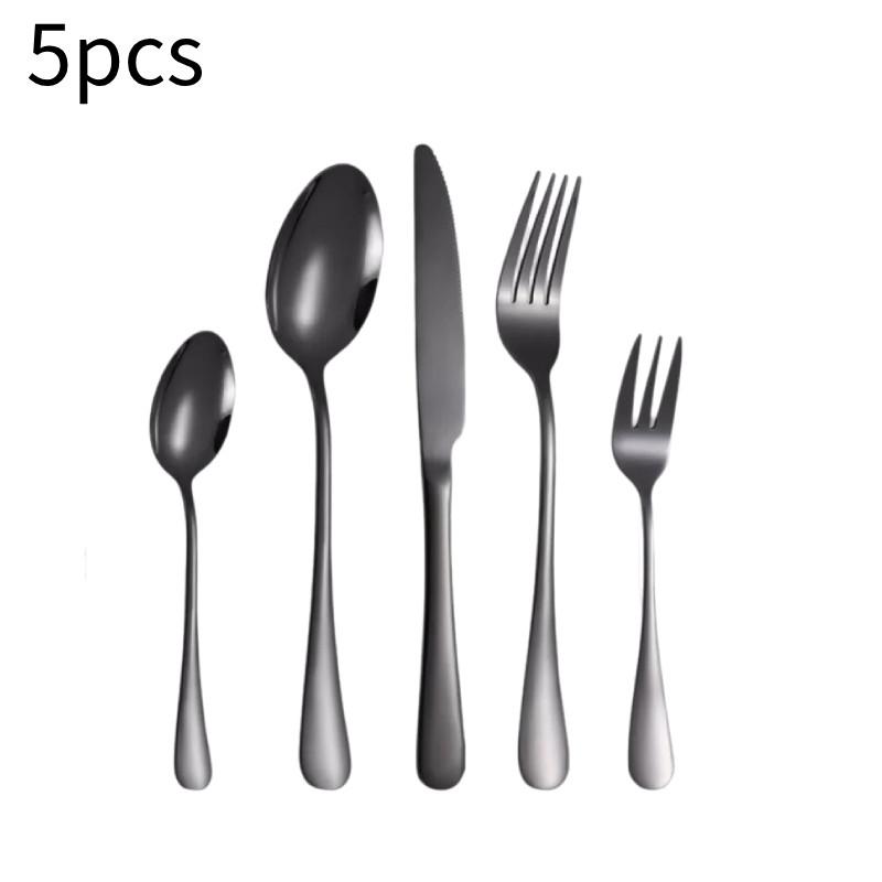 Elegant Gold-plated Stainless Steel Cutlery Set For Western Dining With Steak Knives Forks And Spoons