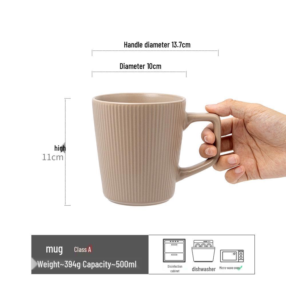 Embossed Matte Ceramic Mug - Large Capacity Coffee/Water Cup for Office or Couples