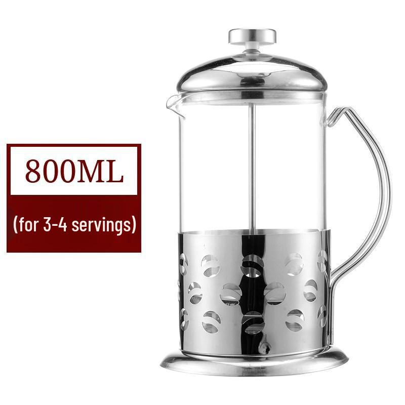 Glass French Press Coffee & Tea Maker with Built-in Frother
