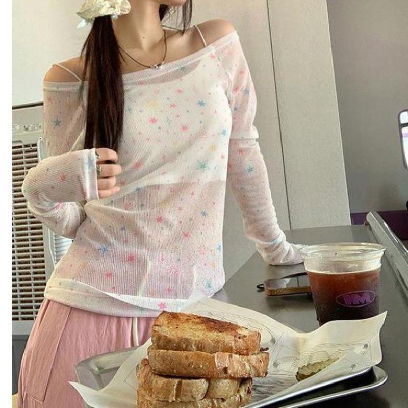 Women's Sweet Summer 2025 White Long-Sleeve T-Shirt Cardigan