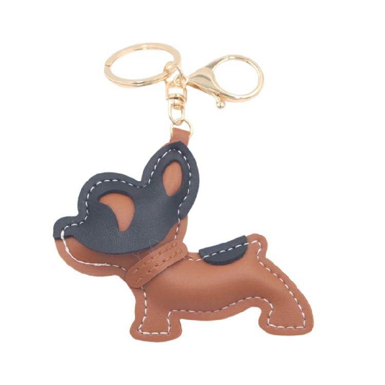 Adorable French Bulldog Leather Keychain Lovely Accessory Gift for Animal Lovers Present Fashion Accessory