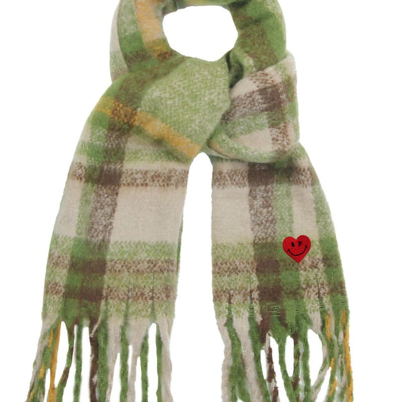

GRAVER [BAG&ACC] Heart Smile Embroidered Bold Check Muffler_Green GREEN