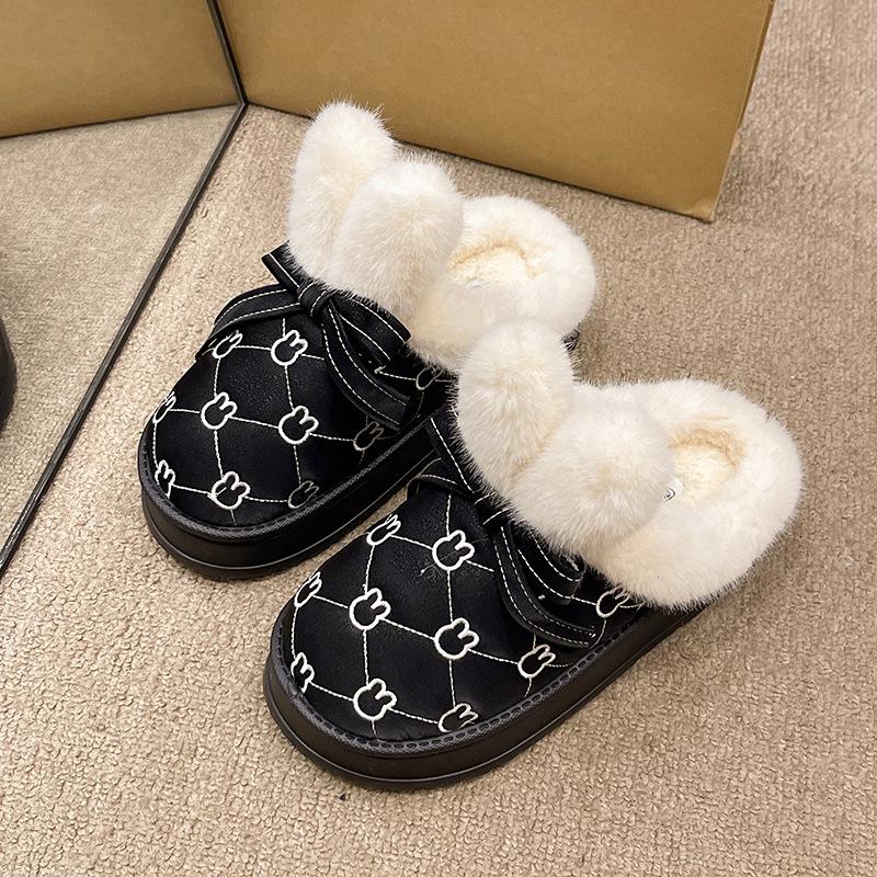 Cixi cotton slippers autumn and winter new thick bottom bag head rabbit ears home indoor non-slip warm
