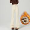 Slightly Pulled Jeans Women's Velvet Trousers New Autumn and Winter Light-colored Elastic High-waisted Thin Horn Pants