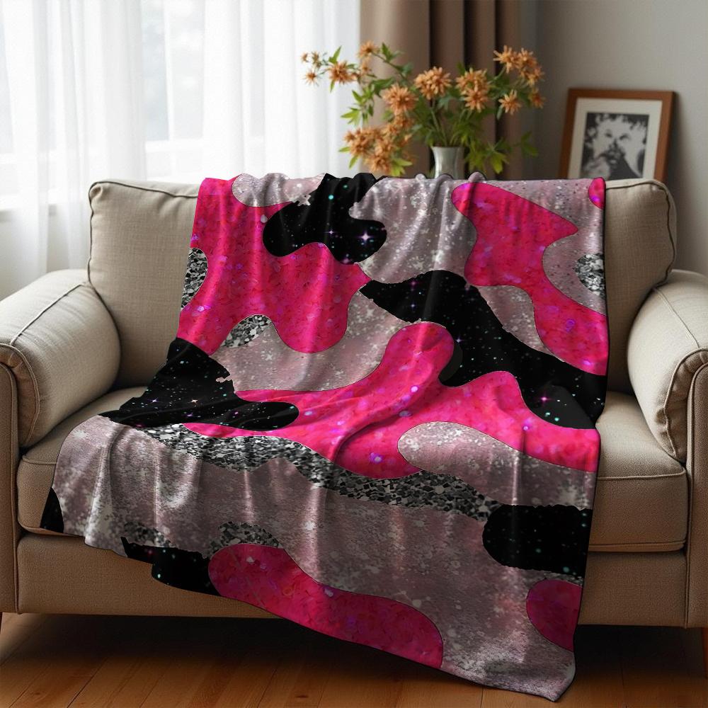 Pink Purple Plumeria Anime Cartoon Flannel Blanket Soft Warm Throw for Bedroom Sofa Car Kids Holiday Gift