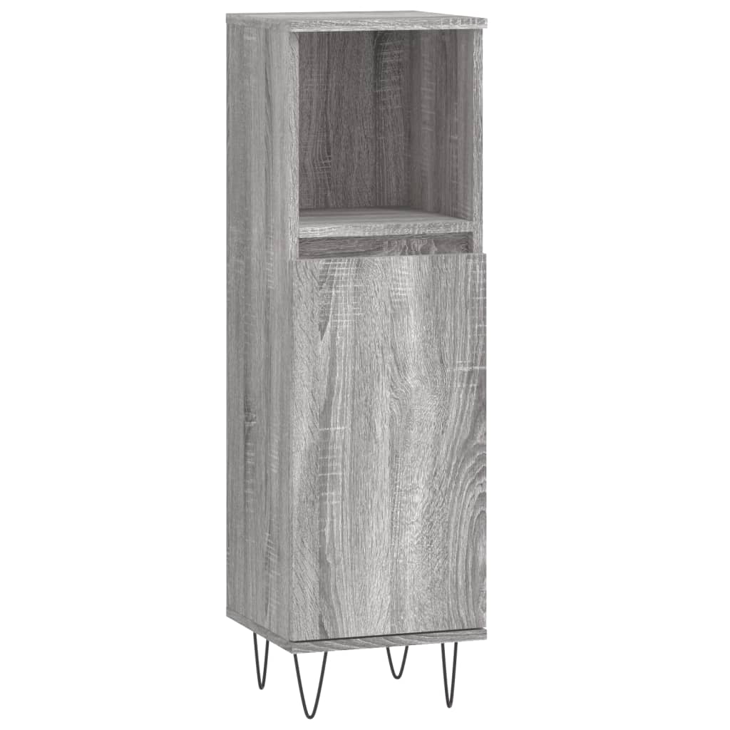3 Piece Bathroom Furniture Set Grey Sonoma Wood Based Panel