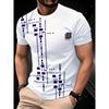 Men's Fashionable 3D Printed T-shirt, Regular Fit Short-sleeved Round Neck, Breathable Summer Casual Wear, Machine Washable Top, Comfortable Fabric