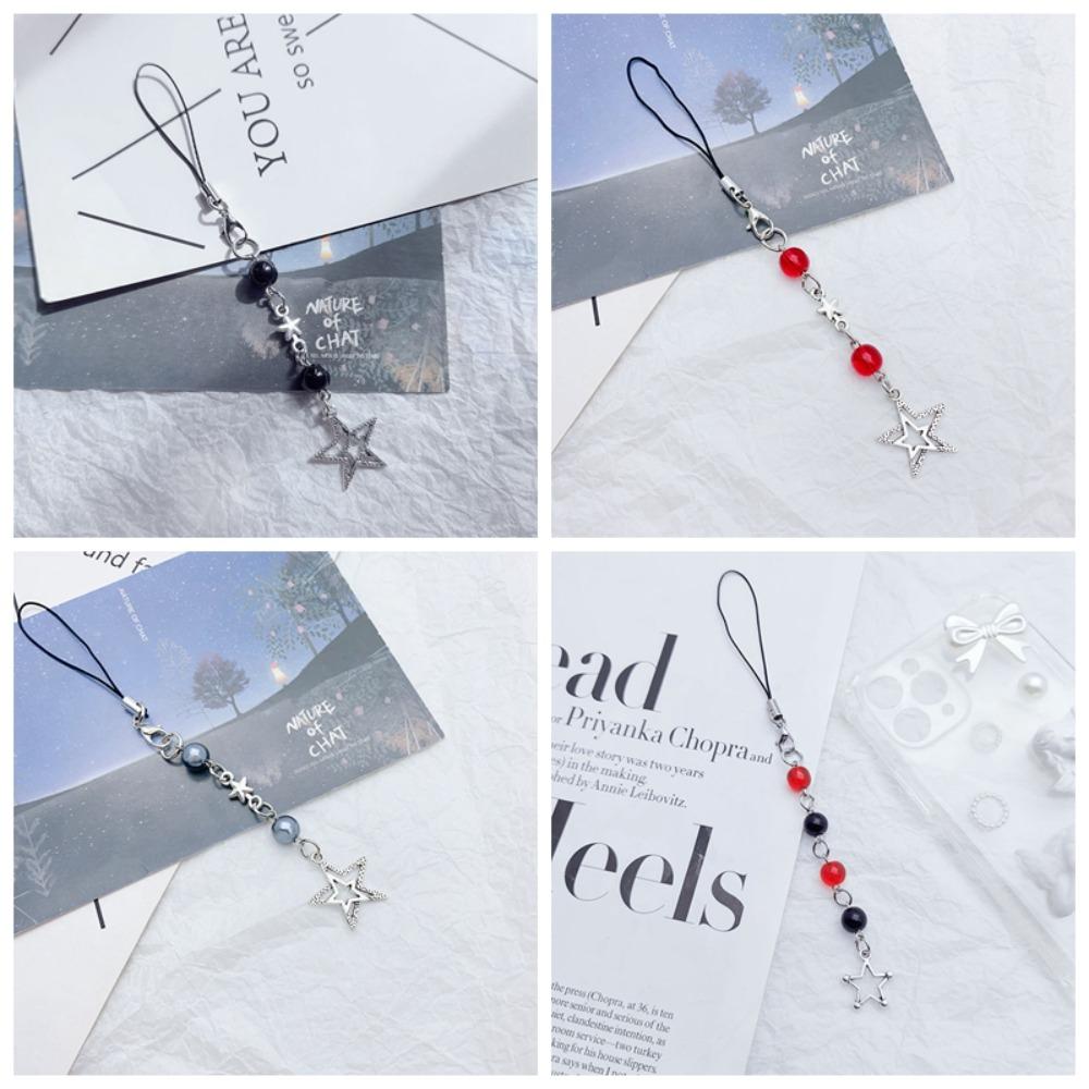 Key Cord Y2K Star Phone Chain Phone Charm Beaded Phone Lanyard Y2K Phone Charms  Bag Decoration