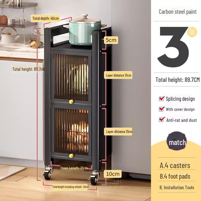 Kitchen Storage Cabinet with Microwave and Pot Rack