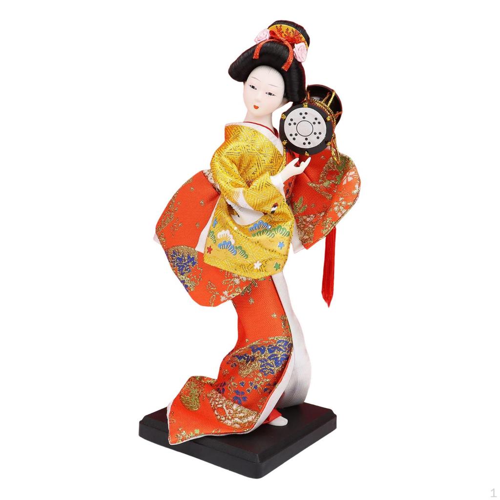 Ethnic Japanese Geisha Doll Collectible Figurine Female Statue Kimono for Home Office