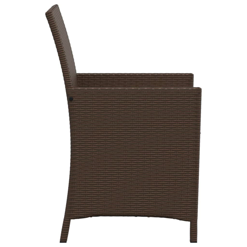 3 Piece Bistro Set with Cushions Brown Poly Rattan
