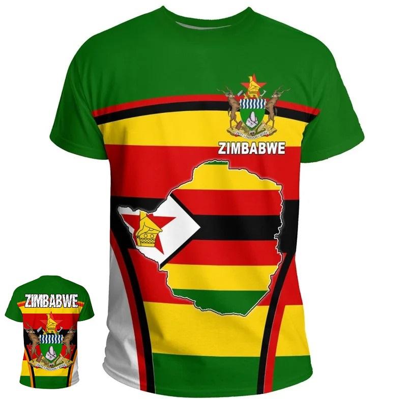 

Летний топ с круглым вырезом и 3D-принтом Зимбабве, модная повседневная мужская футболка с коротким рукавом 6XL